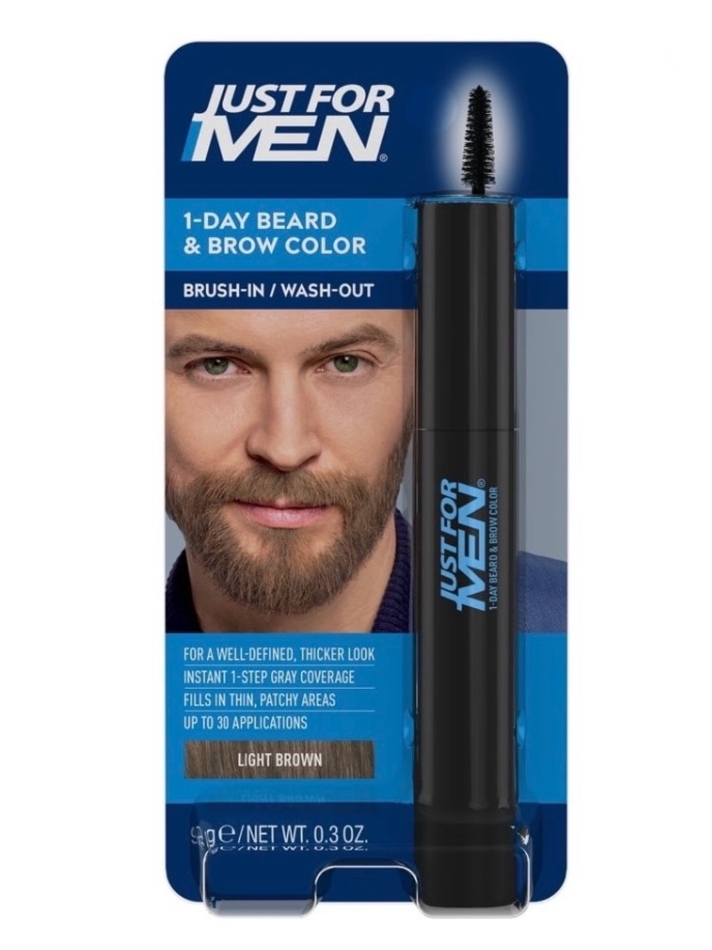 Just For Men 1-Day Beard and Brow Color Coverup Filler Light Brown NWT